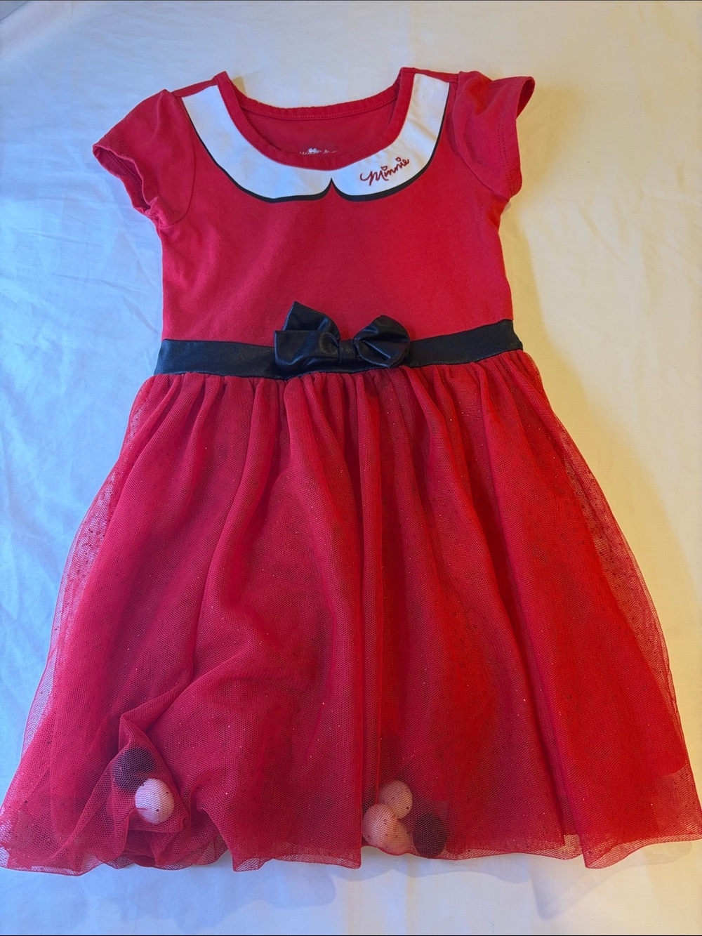 Disney Minnie Mouse Red Tulle Dress with Black Bow